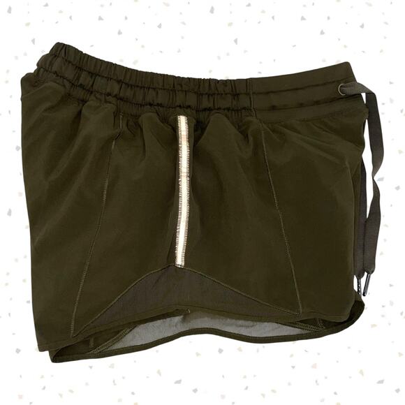 Lululemon Hotty Hot Shorts Long 4" Dark Olive Army Green Running Athletic Size 6 - Picture 4 of 12
